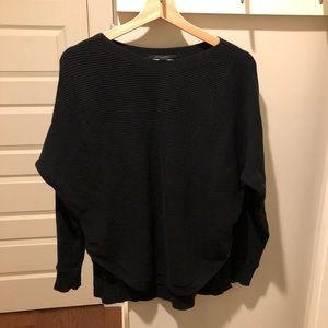 All Saints ribbed high-low sweater in black